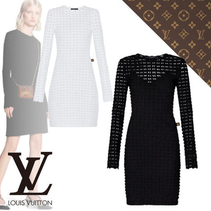 Louis Vuitton 2019 20AW Short Monogram Tight Long Sleeves Plain Lace Dresses 1A8356 1A835K 