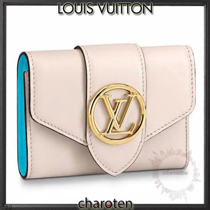 Louis Vuitton 2020 21AW Calfskin Bi color Plain Leather Folding Wallet Small Wallet 