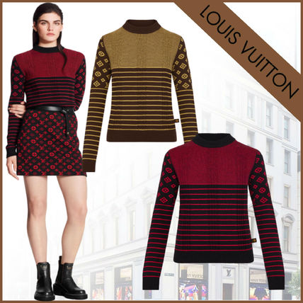 Louis Vuitton Short Monogram Casual Style Cashmere Long Sleeves High Neck 1A8319 1A8312 