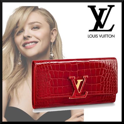 Louis Vuitton CAPUCINES 2019 20AW Crocodile Blended Fabrics Logo Long Wallets N92453 