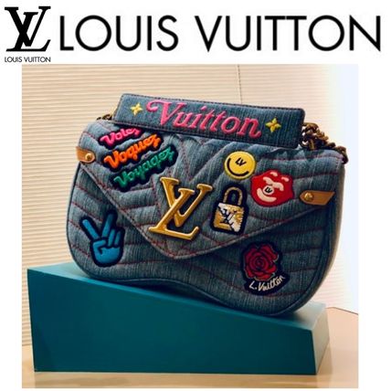 Louis Vuitton 2019 SS Denim Blended Fabrics Studded 2WAY Chain Leather Crossbody M52566 