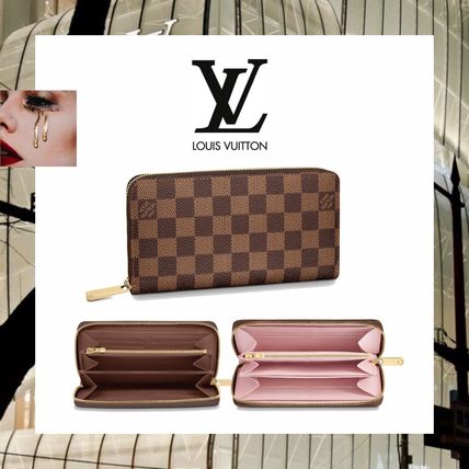 Louis Vuitton DAMIER Unisex Canvas Leather Long Wallet Logo Long Wallets N60046 N41661 