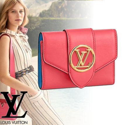 Louis Vuitton PONT NEUF 2020 SS Plain Leather Logo Folding Wallets M69177 