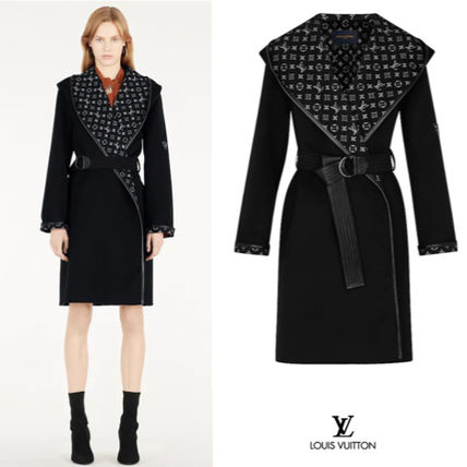 Louis Vuitton 2019 20AW Monogram Wool Plain Medium Elegant Style Wrap Coats 1A4PE6 
