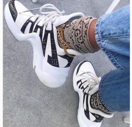 Louis Vuitton Monogram Street Style Plain Leather Logo Low Top Sneakers 1A43L1 