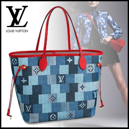 Louis Vuitton 2020 SS Monogram Casual Style Denim A4 2WAY Leather Elegant Style M44981 