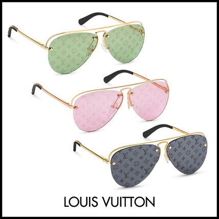 Louis Vuitton MONOGRAM Unisex Studded Street Style Tear Drop Sunglasses 