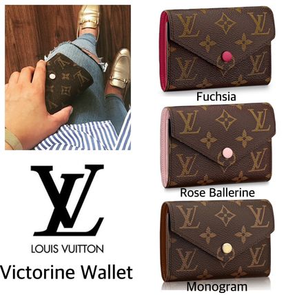 Louis Vuitton PORTEFEUILLE VICTORINE Monogram Canvas Plain Leather Folding Wallet Small Wallet 
