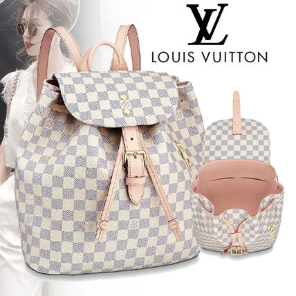 Louis Vuitton DAMIER AZUR 2WAY Leather Crossbody Logo Backpacks 