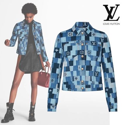 Louis Vuitton Denim Monogram Check Jacket 1A62FC 