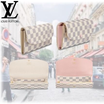 Louis Vuitton DAMIER AZUR Canvas Leather Long Wallets N63546 N41625 