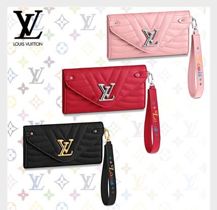 Louis Vuitton Calfskin Plain Leather Folding Wallet Logo Long Wallets M63298 M63299 M63729 