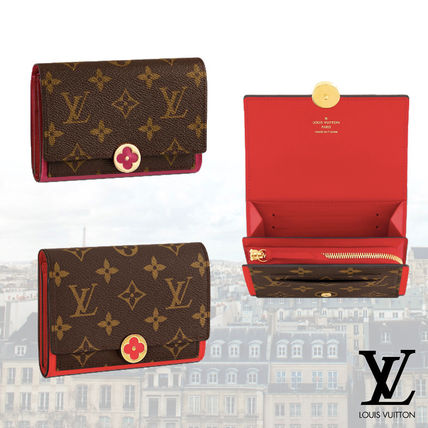 Louis Vuitton MONOGRAM 2020 SS Monogram Leather Small Wallet Logo Folding Wallets 