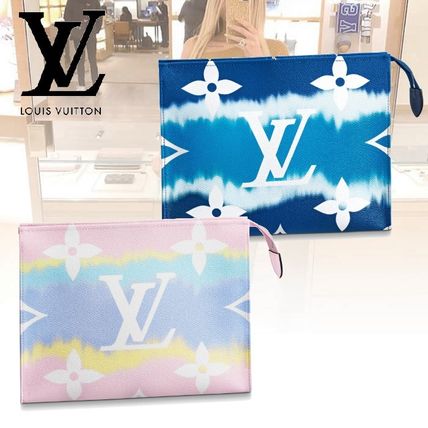 Louis Vuitton 2020 SS Monogram Tie dye Leather Logo PouchesCosmetic Bags M69137 M69136 