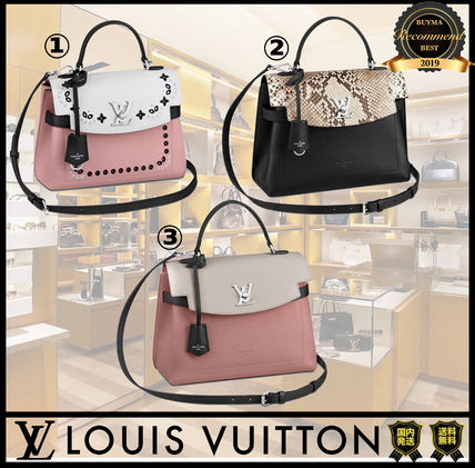 Louis Vuitton LOCKME Casual Style A4 2WAY Bi color Plain Leather Python 