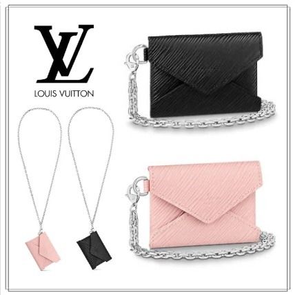 Louis Vuitton EPI 2020 SS Chain Plain Leather Logo Card Holders 