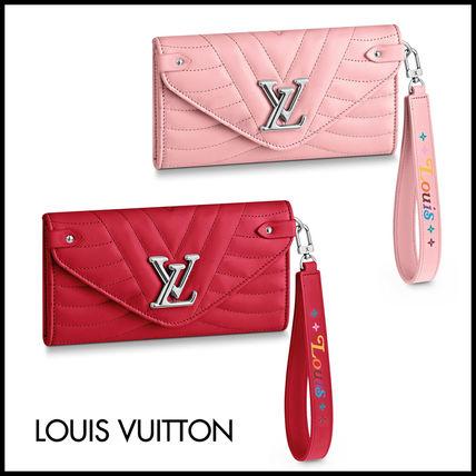 Louis Vuitton Calfskin Plain Logo Long Wallets 