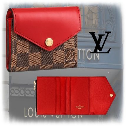 Louis Vuitton Plain Leather Folding Wallet Logo Folding Wallets N60166 