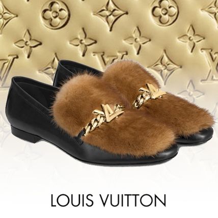 Louis Vuitton Square Toe Leather Office Style Elegant Style PumpsMules 1A5LK6 