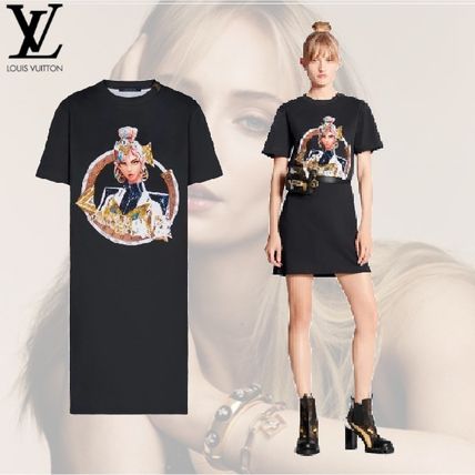 Louis Vuitton 2020 21AW Crew Neck Cotton Long Short Sleeves Dresses 1A7SUV 