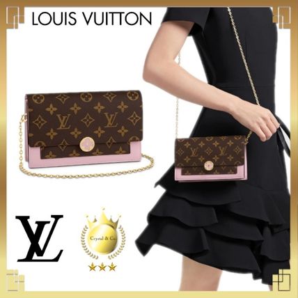 Louis Vuitton MONOGRAM 2020 SS Monogram Canvas Chain Leather Chain Wallet Logo Long Wallets 