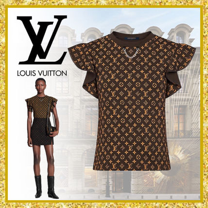 Louis Vuitton 2020 21AW Crew Neck Monogram Cotton Short Sleeves Puff Sleeves 1A84A6 