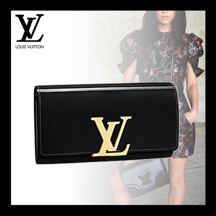 Louis Vuitton Leather Logo Long Wallets 