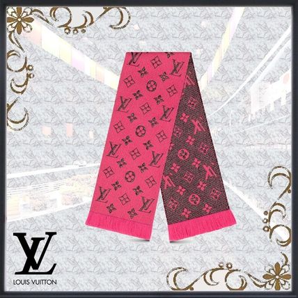 Louis Vuitton 2020 21AW Monogram Unisex Wool Silk Logo KnitFur Scarves