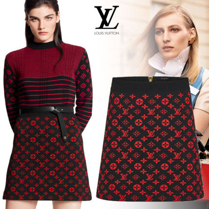 Louis Vuitton MONOGRAM 2020 21AW Pencil Skirts Short Monogram Casual Style Wool Silk Nylon 1A8389 