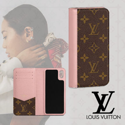 Louis Vuitton MONOGRAM Leather iPhone XS Logo Smart Phone Cases 