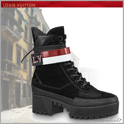 Louis Vuitton 2019 SS Stripes Plain Toe Rubber Sole Casual Style Leather Logo 