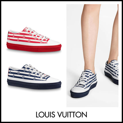 Louis Vuitton MONOGRAM 2020 SS Plain Toe Rubber Sole Blended Fabrics Street Style Bi color 