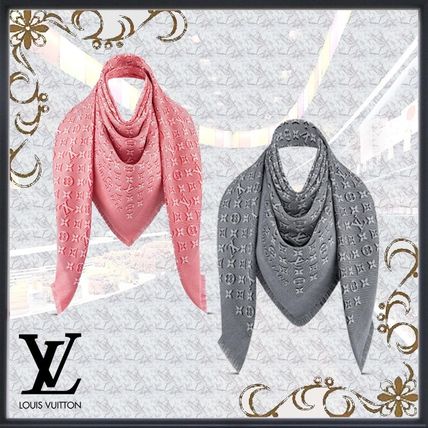 Louis Vuitton 2020 21AW Monogram Silk Blended Fabrics Cotton Fringes Logo M76364 M76363 