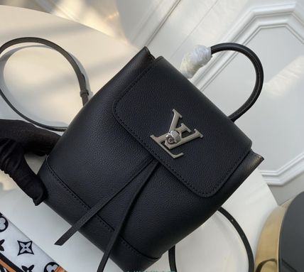 Louis Vuitton LOCKME Casual Style 2WAY Plain Leather Logo Backpacks 