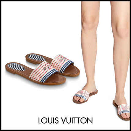 Louis Vuitton 2020 SS Stripes Casual Style Leather Mules Logo Sandals 