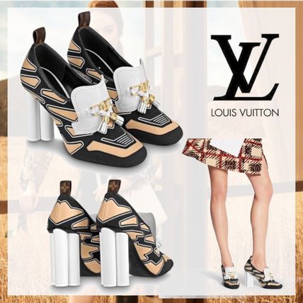 Louis Vuitton Monogram Square Toe Tassel Leather Block Heels Logo 