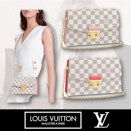 Louis Vuitton DAMIER AZUR Croisette Chain Wallet N60358 N60357 