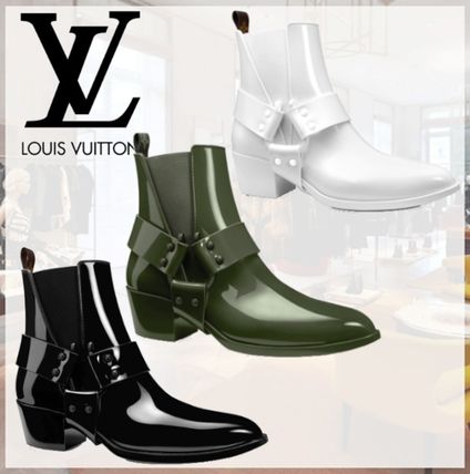 Louis Vuitton Rubber Sole Plain Block Heels Rain Boots Boots 