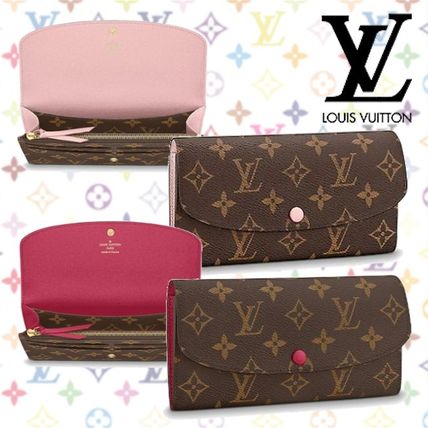 Louis Vuitton Monogram Canvas Blended Fabrics Leather Logo Long Wallets M61289 M60697 