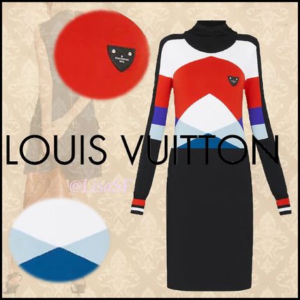 Louis Vuitton MONOGRAM 2020 SS Short Tight Wool Silk Blended Fabrics Bi color Long Sleeves 