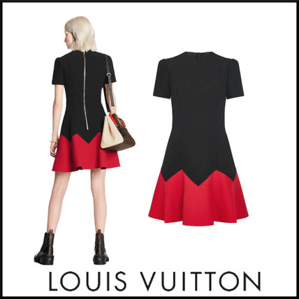 Louis Vuitton 2020 21AW Crew Neck Short Tight A line Wool Silk Plain Short Sleeves 1A82NU 