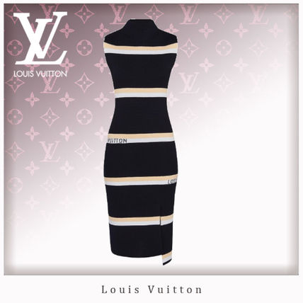 Louis Vuitton 2019 SS Sleeveless Monogram Stripe Jacquard Tube Dress 1A5NL7 1A5NL6 1A5NL5 1A5NL4 