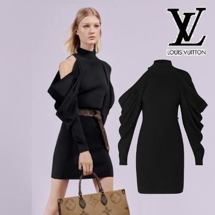 Louis Vuitton 2020 SS Asymmetric Knit Dress With Draped Sleeves 1A62HL 