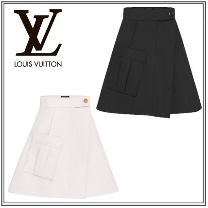 Louis Vuitton 2020 SS Wool Silk Plain Skirts 1A7TKP 1A7TKJ 