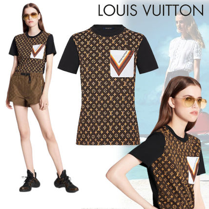 Louis Vuitton MONOGRAM 2020 21AW Crew Neck Monogram Street Style Cotton Medium Short Sleeves 