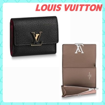 Louis Vuitton CAPUCINES 2020 SS Unisex Plain Leather Folding Wallet Small Wallet Logo 