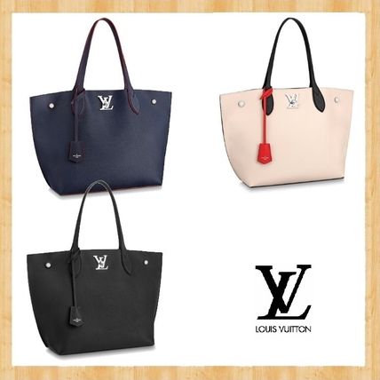 Louis Vuitton LOCKME 2019 20AW A4 Plain Leather Party Style Office Style Elegant