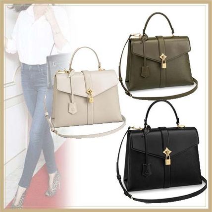 Louis Vuitton 2WAY Plain Leather Elegant Style Handbags 