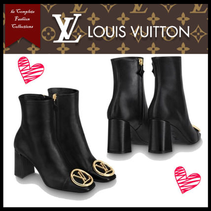 Louis Vuitton Monogram Casual Style Plain Leather Block Heels