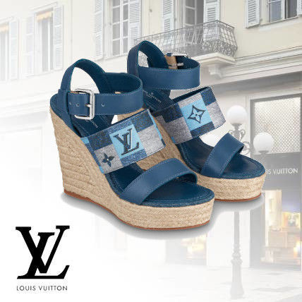 Louis Vuitton MONOGRAM 2020 SS Monogram Leather Logo Heeled Sandals 